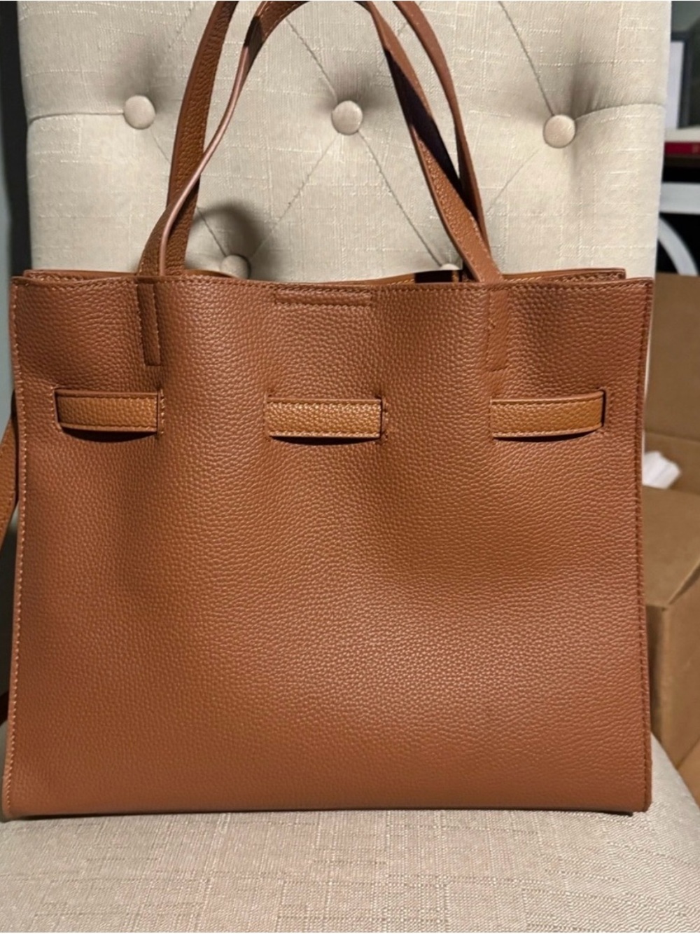 Ello Everyday Textured Tote Bag in Brown - Picture 4 of 4